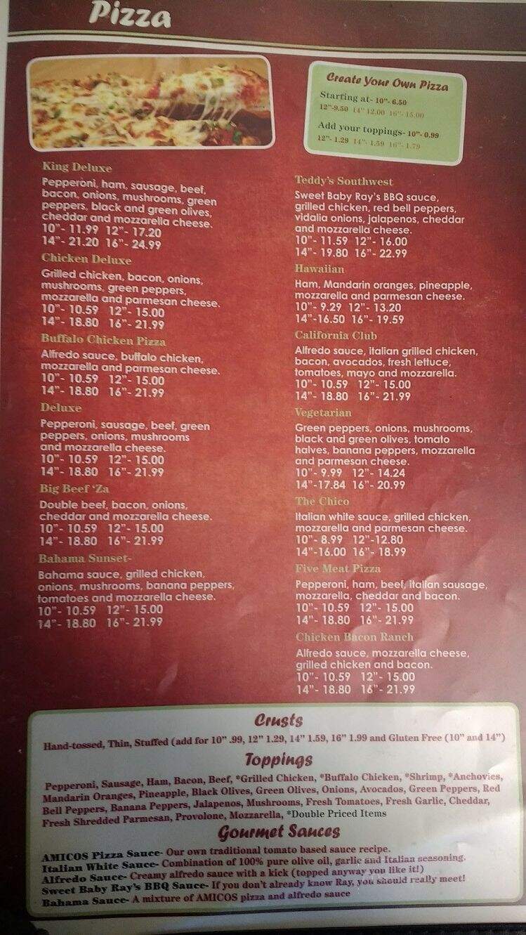 Amicos Pizza & Hoagies - Bonduel, WI menu_pic