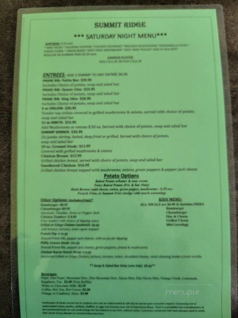 Summit House - Wonewoc, WI menu_pic