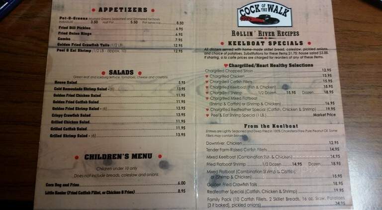 Cock Of The Walk - North Little Rock, AR menu_pic