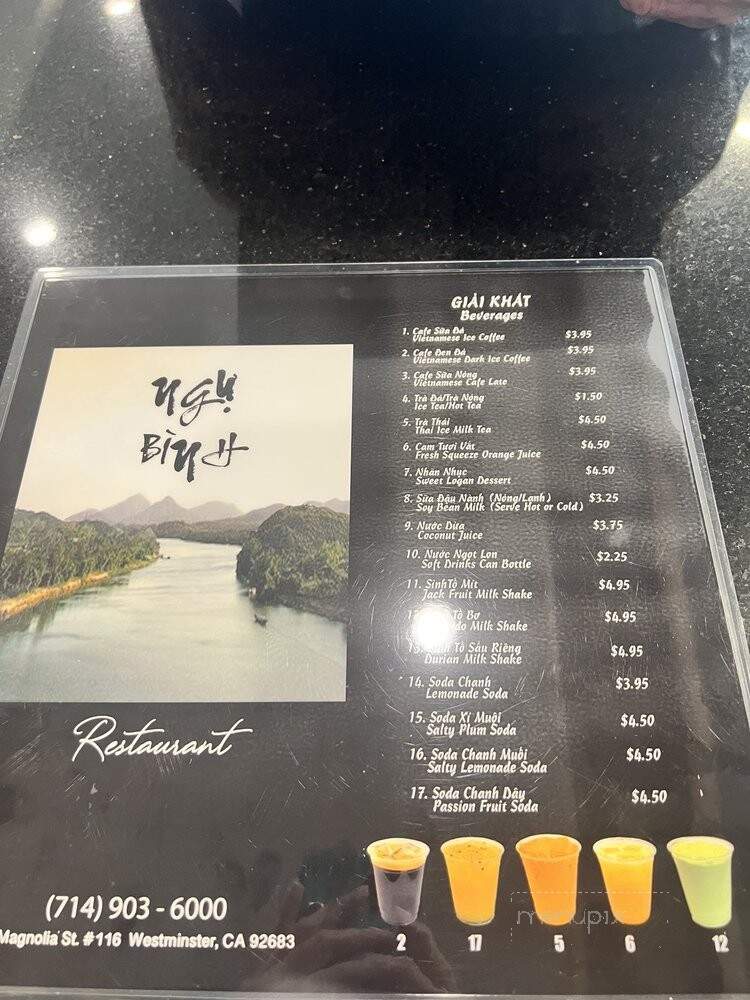 Ngu Binh Restaurant - Westminster, CA menu_pic