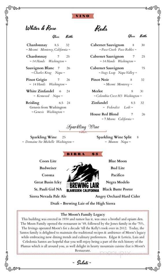 Moon's Restaurant - Quincy, CA menu_pic