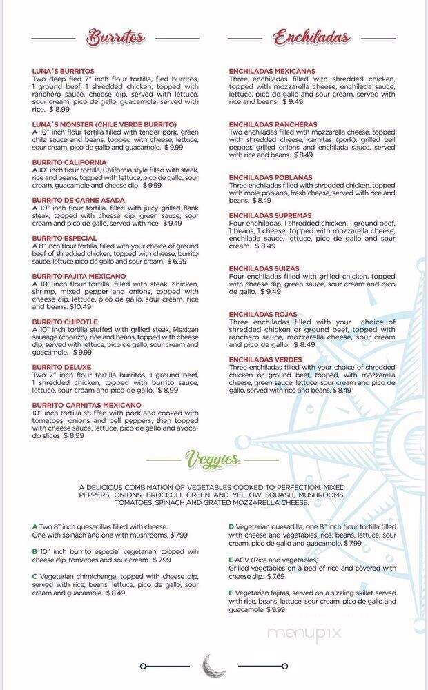 Luna Mexican Seafood Bar & Grill - Greensboro, NC menu_pic