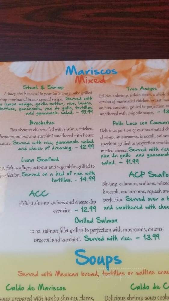 Luna Mexican Seafood Bar & Grill - Greensboro, NC menu_pic