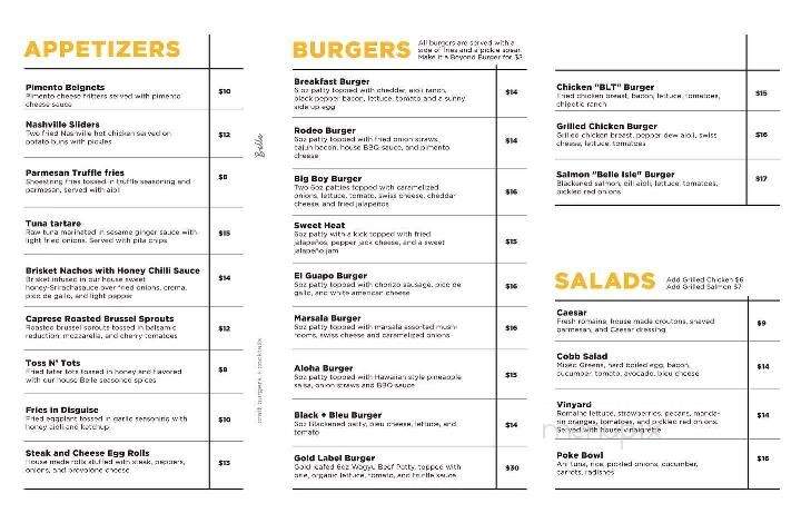 Belle & James - Richmond, VA menu_pic