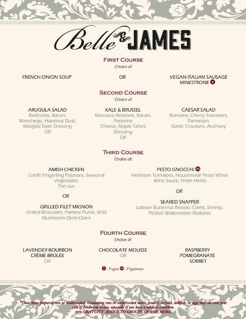 Belle & James - Richmond, VA menu_pic