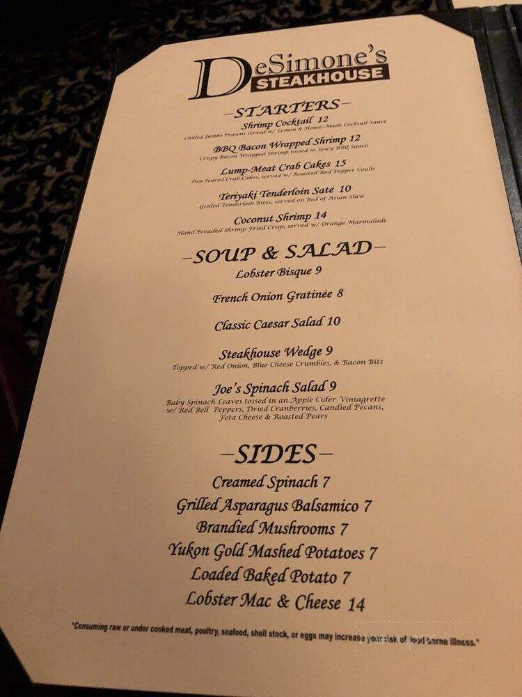 DeSimone's Steakhouse - Henderson, NV menu_pic