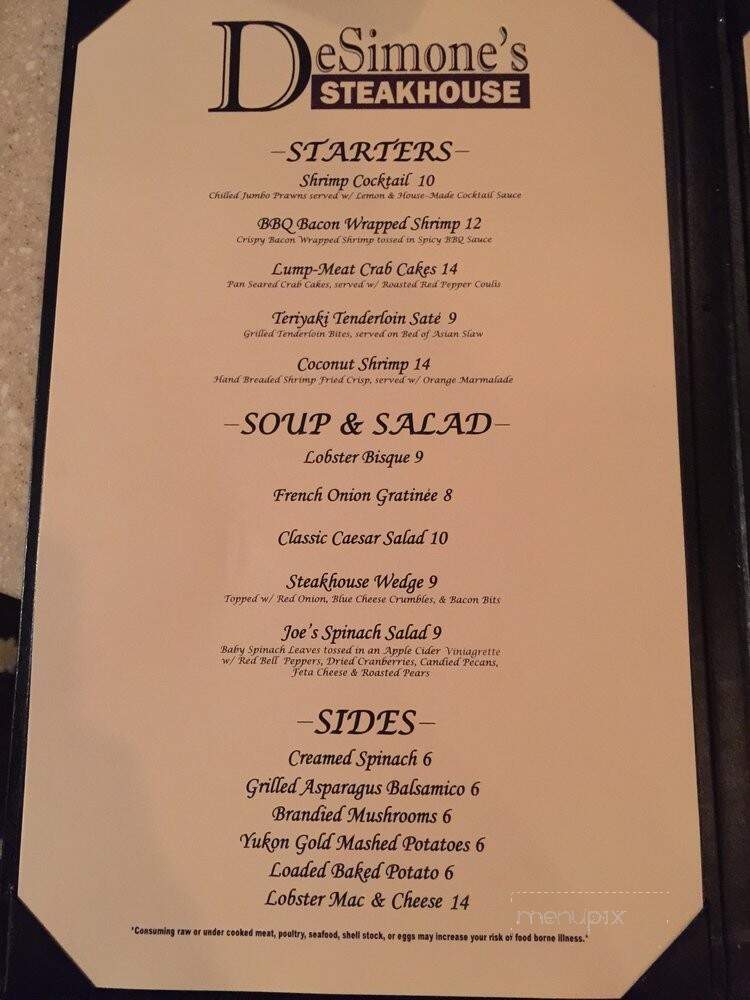 DeSimone's Steakhouse - Henderson, NV menu_pic