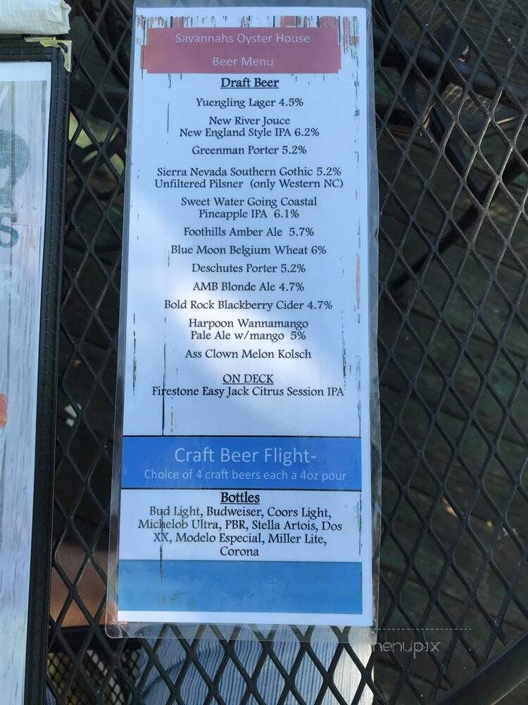 Savannah's Oyster House - Blowing Rock, NC menu_pic