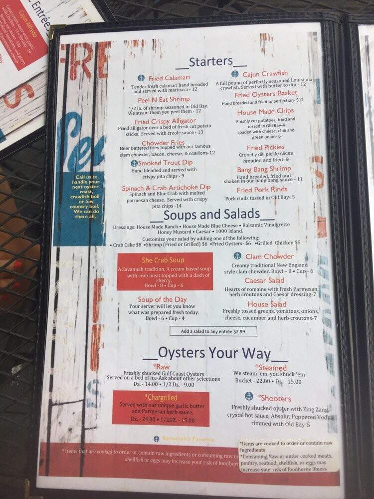 Savannah's Oyster House - Blowing Rock, NC menu_pic