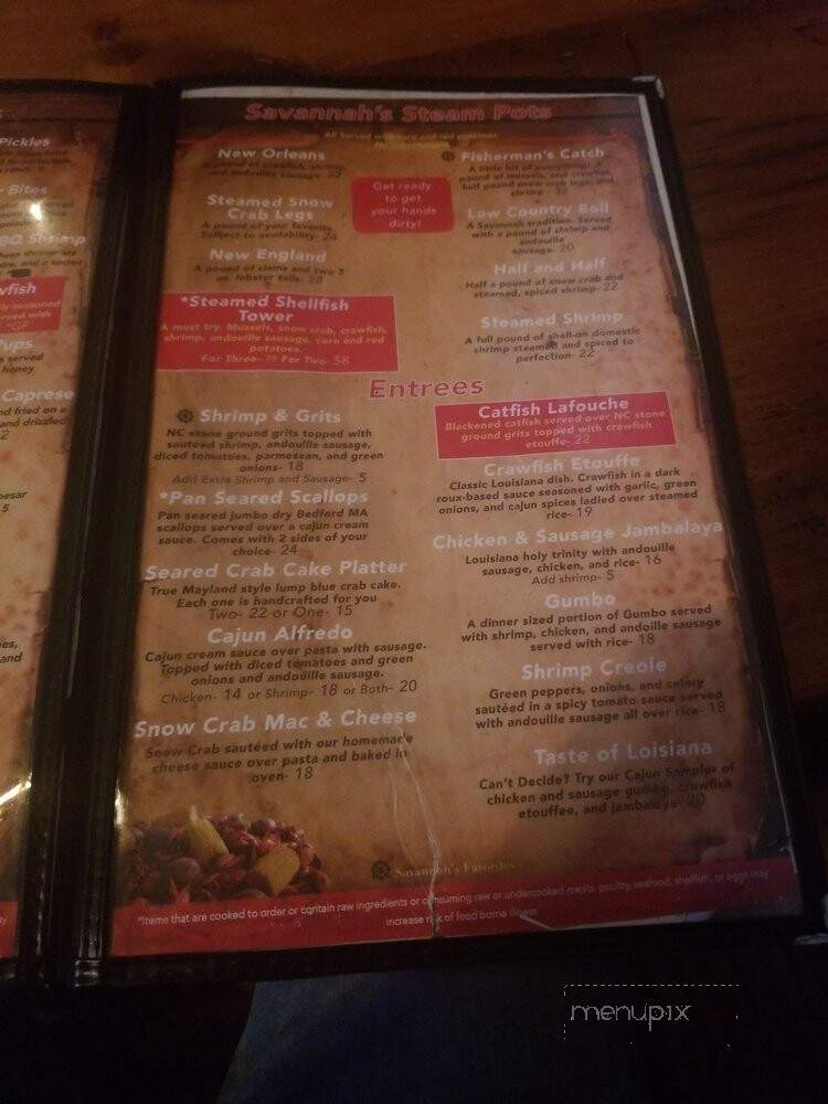Savannah's Oyster House - Blowing Rock, NC menu_pic