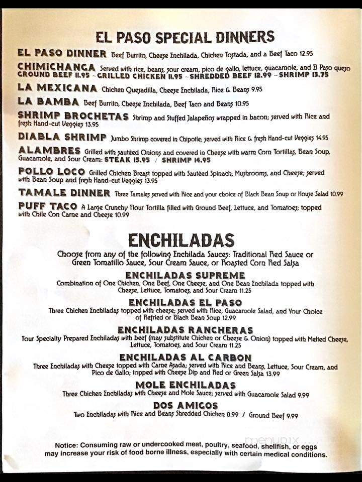 El Paso Mexican Grill - Pensacola, FL menu_pic