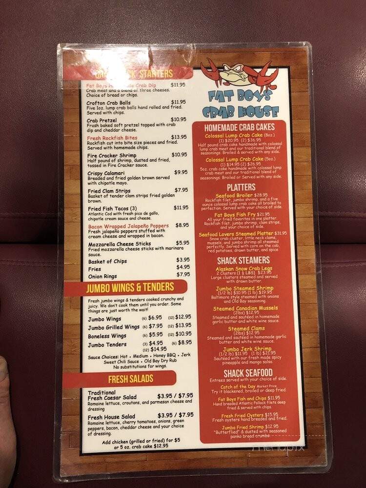 Menu of Fat Boys Crab House in Crofton, MD 21114