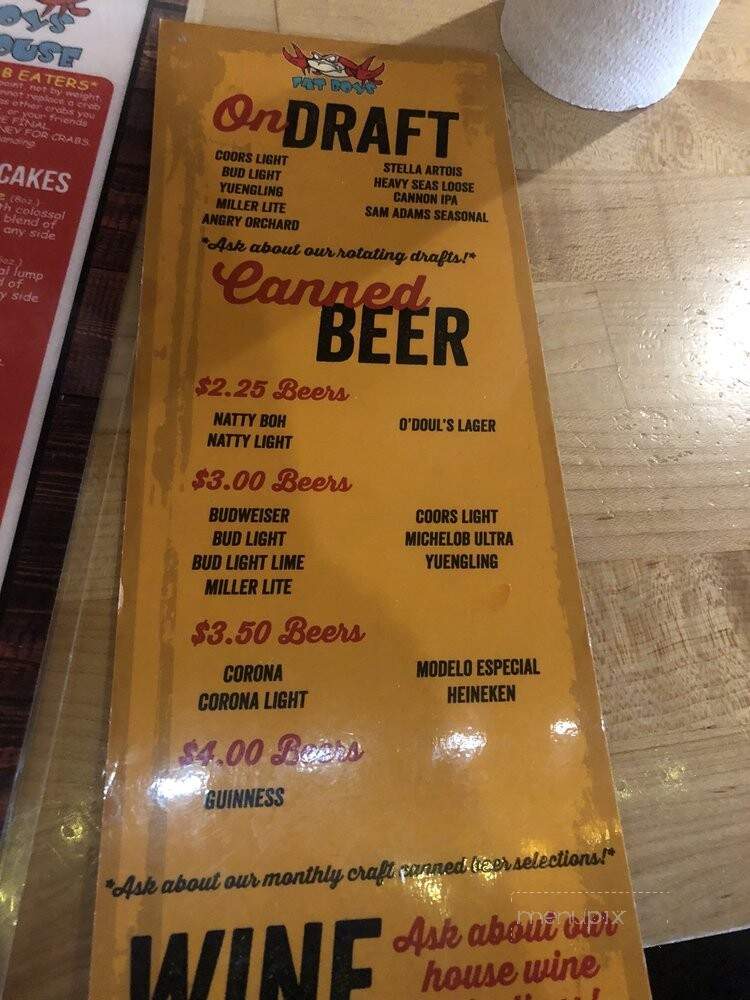 Menu of Fat Boys Crab House in Crofton, MD 21114