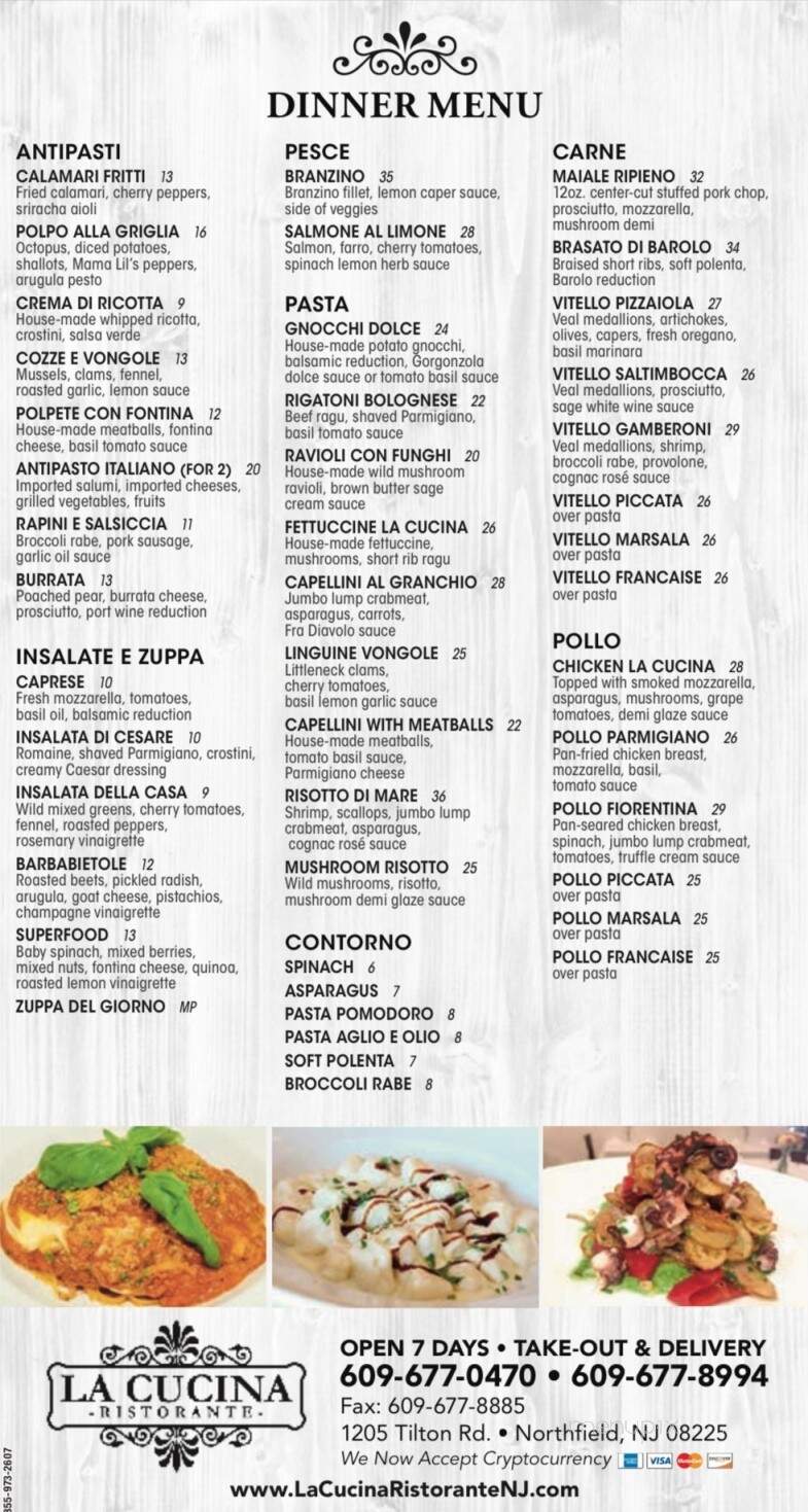 La Cucina Ristorante - Northfield, NJ menu_pic