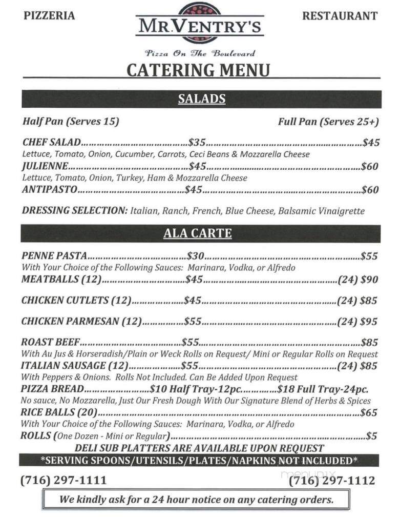 Mr. Ventry's Pizza on the Boulevard - Niagara Falls, NY menu_pic