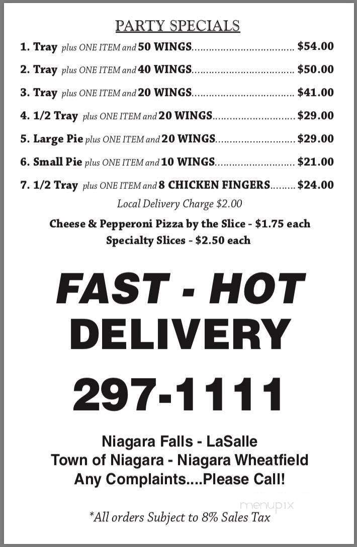Mr. Ventry's Pizza on the Boulevard - Niagara Falls, NY menu_pic