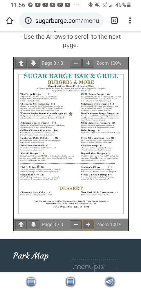 Sugar Barge Bar & Grill - Bethel Island, CA menu_pic
