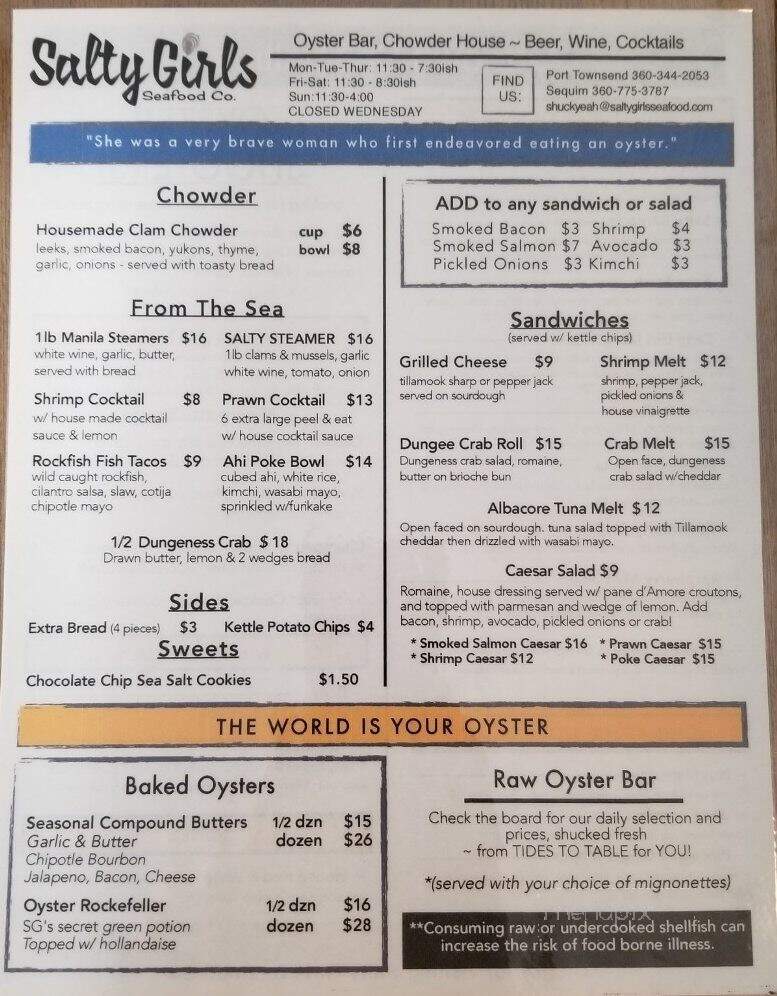 Salty Girls - Sequim, WA menu_pic