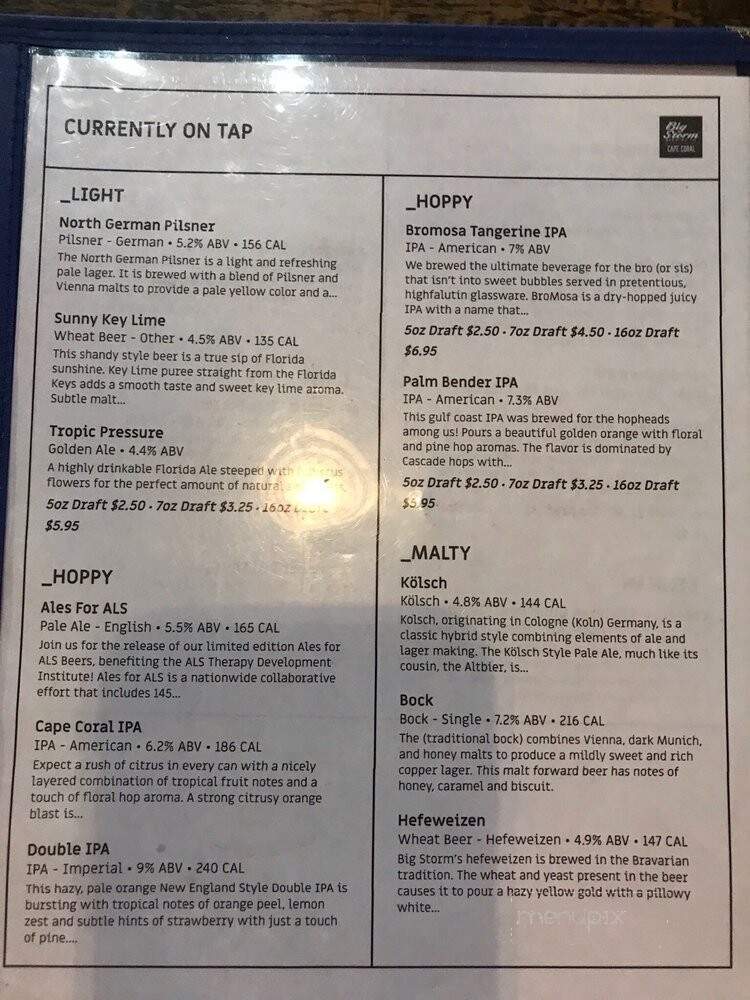 Big Storm Brewery- Cape Coral - Cape Coral, FL menu_pic