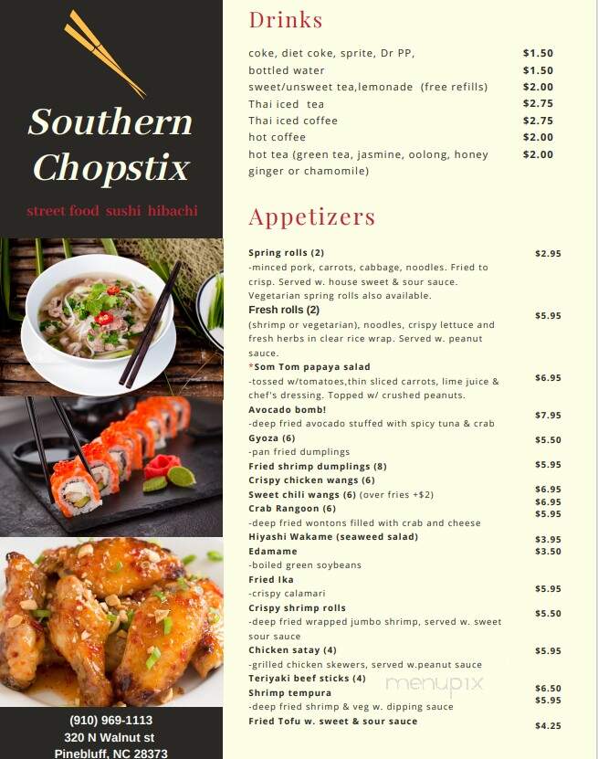 Southern Chopstix - Pinebluff, NC menu_pic