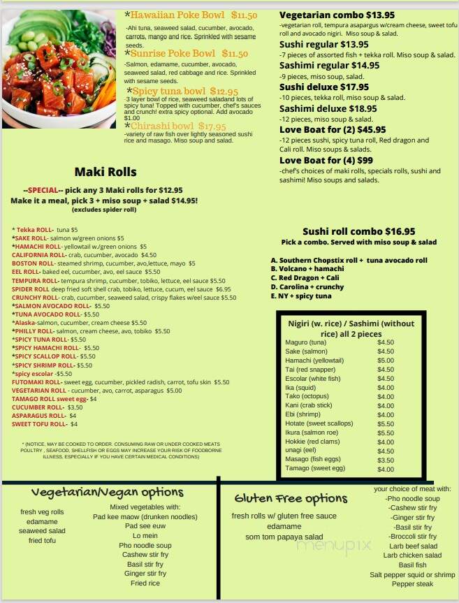 Southern Chopstix - Pinebluff, NC menu_pic