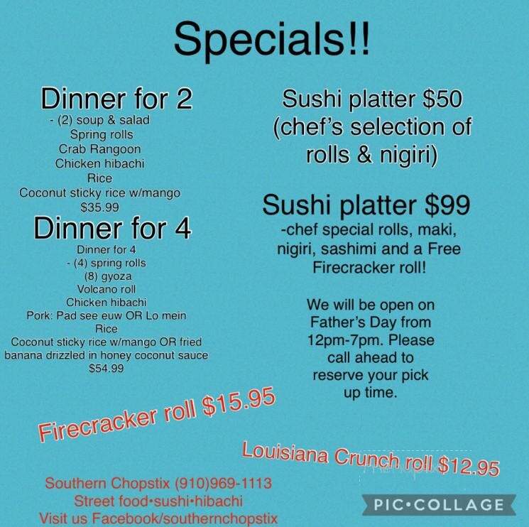 Southern Chopstix - Pinebluff, NC menu_pic