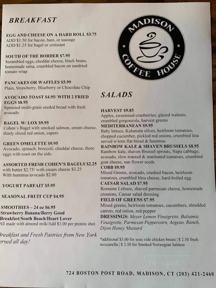 Madison Coffee House - Madison, CT menu_pic
