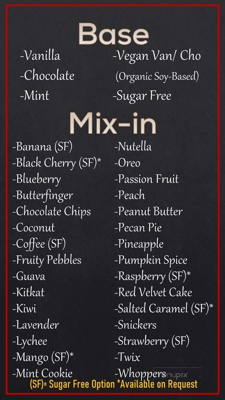 Dulce Nitrogen- Ice Cream & Bubble Tea - Pigeon Forge, TN menu_pic
