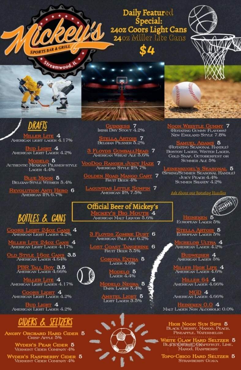 Mickey's Sports Bar & Grill - Streamwood, IL menu_pic