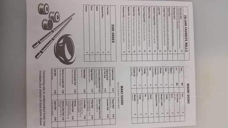 Island Sushi - Lexington Park, MD menu_pic