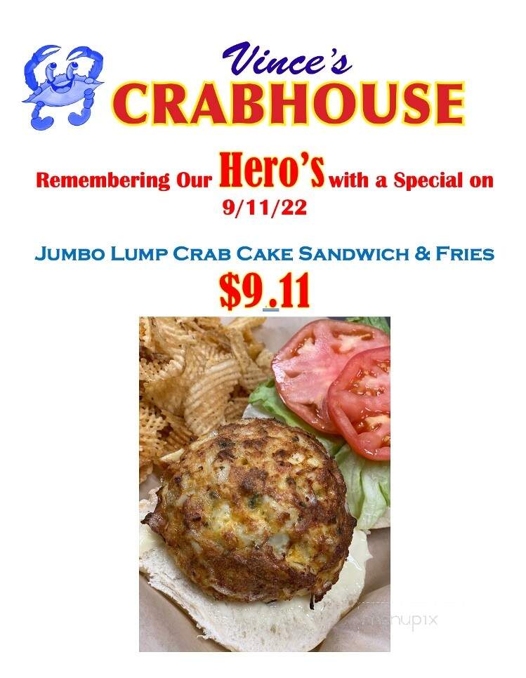 Vince's Crab House - Manchester, MD menu_pic