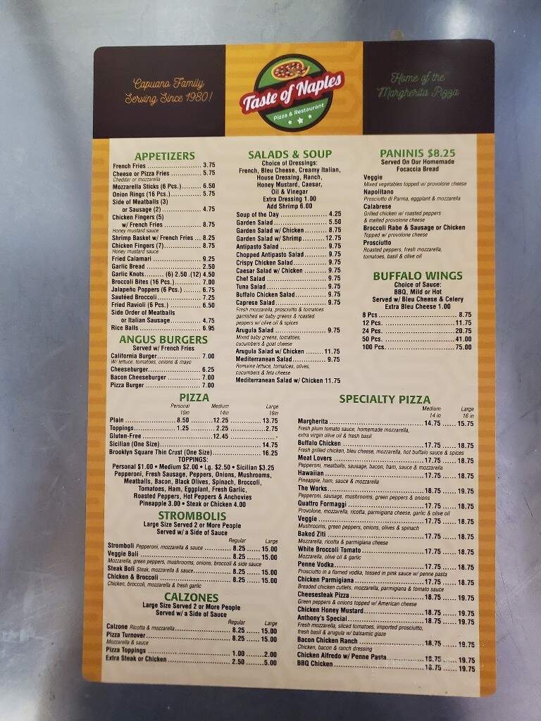 Taste of Naples - Ringoes, NJ menu_pic