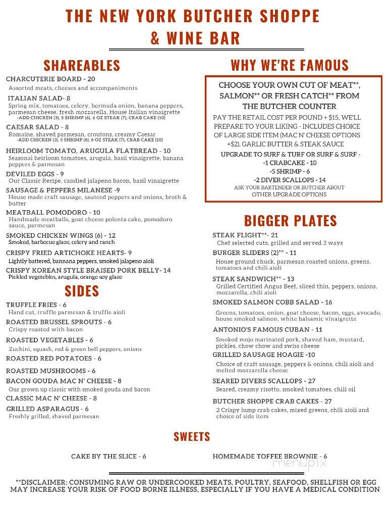 New York Butcher Shoppe & Wine Bar - Charlotte, NC menu_pic