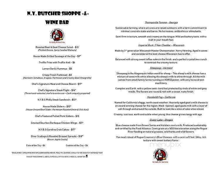 New York Butcher Shoppe & Wine Bar - Charlotte, NC menu_pic