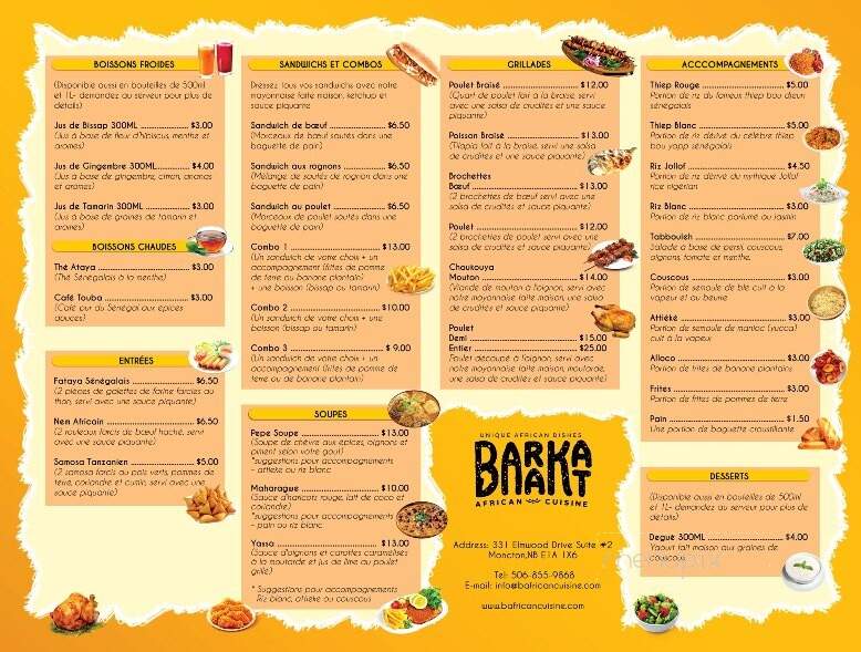 Barakat African Cuisine - Moncton, NB menu_pic