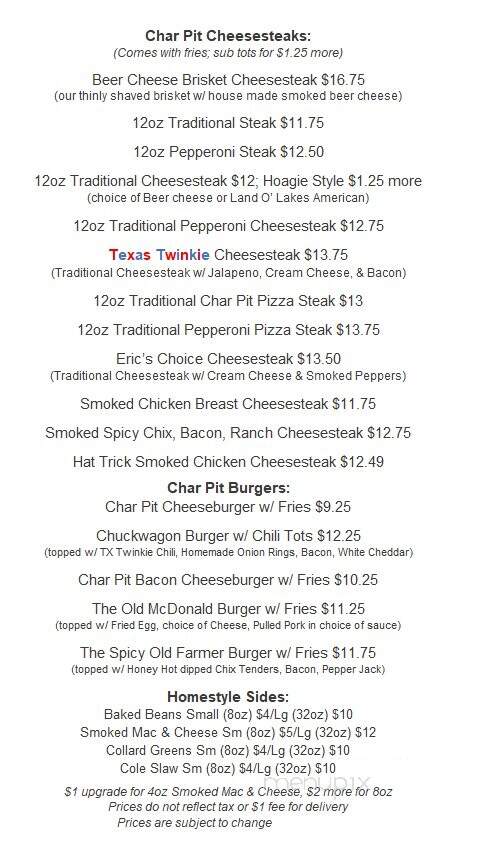 Wolves Away Char Pit - Villas, NJ menu_pic