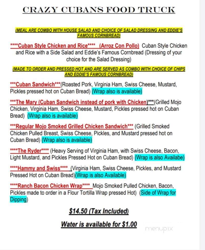 Crazy Cubans Food Truck - Oak Ridge, TN menu_pic
