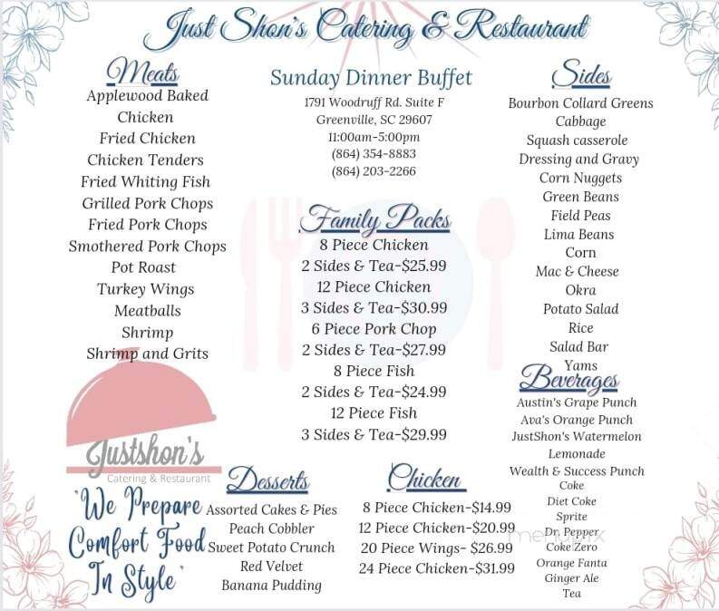Justshon's Catering & Bakery - Pelzer, SC menu_pic