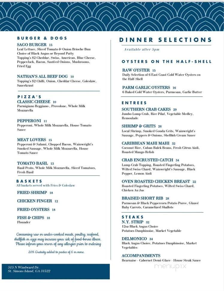 Sago - St. Simons, GA menu_pic