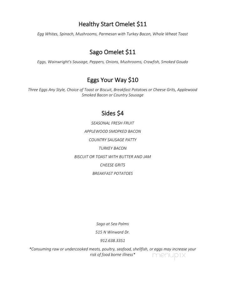 Sago - St. Simons, GA menu_pic