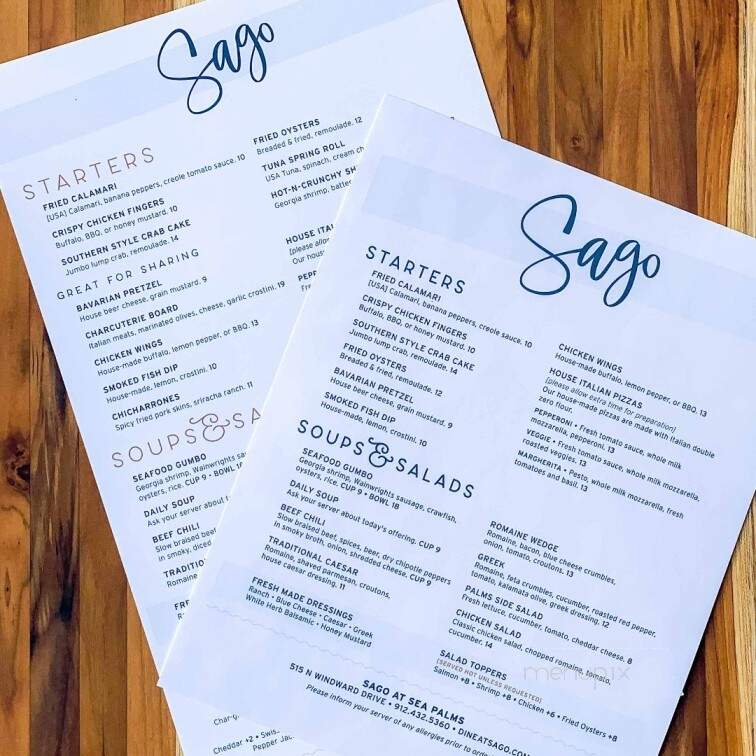 Sago - St. Simons, GA menu_pic