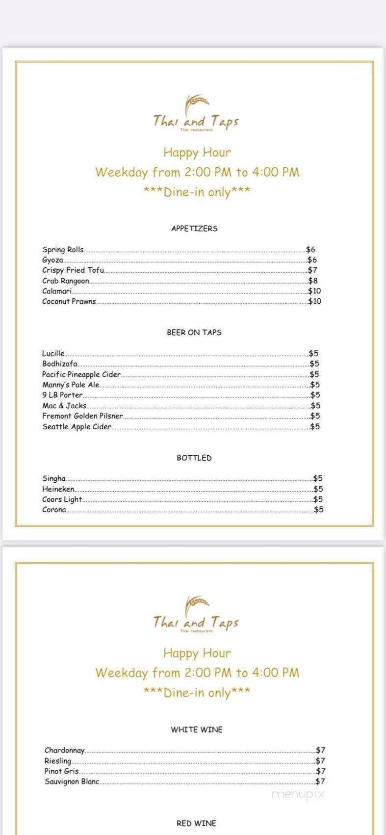Thai and Taps - Snohomish, WA menu_pic