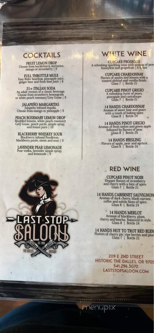 Last Stop Saloon - The Dalles, OR menu_pic