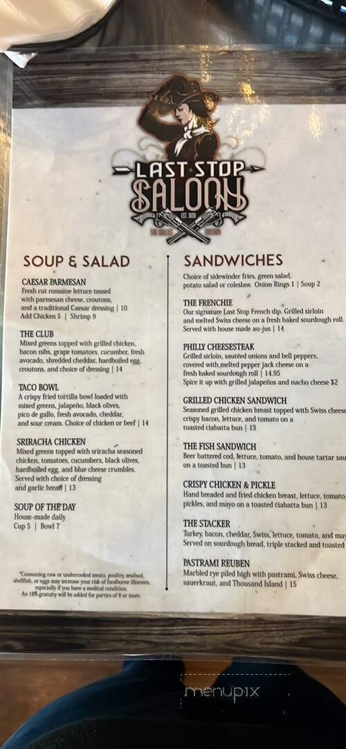 Last Stop Saloon - The Dalles, OR menu_pic