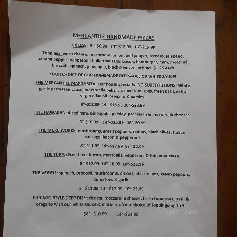 Buffalo Mercantile Company and Cafe - Lenoir, NC menu_pic
