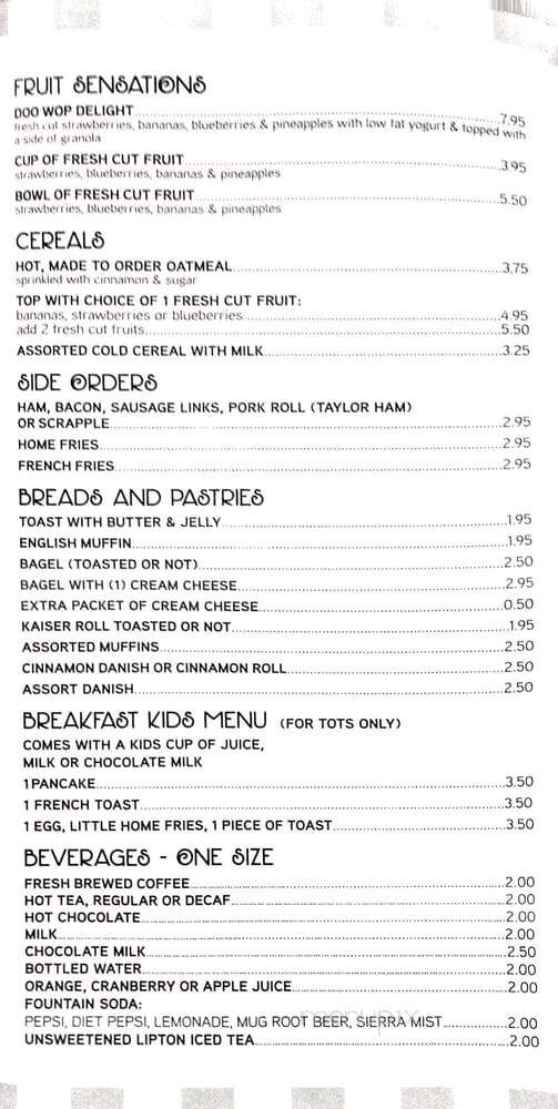 Doo Wop Coffee Shop & Ice Cream Parlor - Wildwood Crest, NJ menu_pic