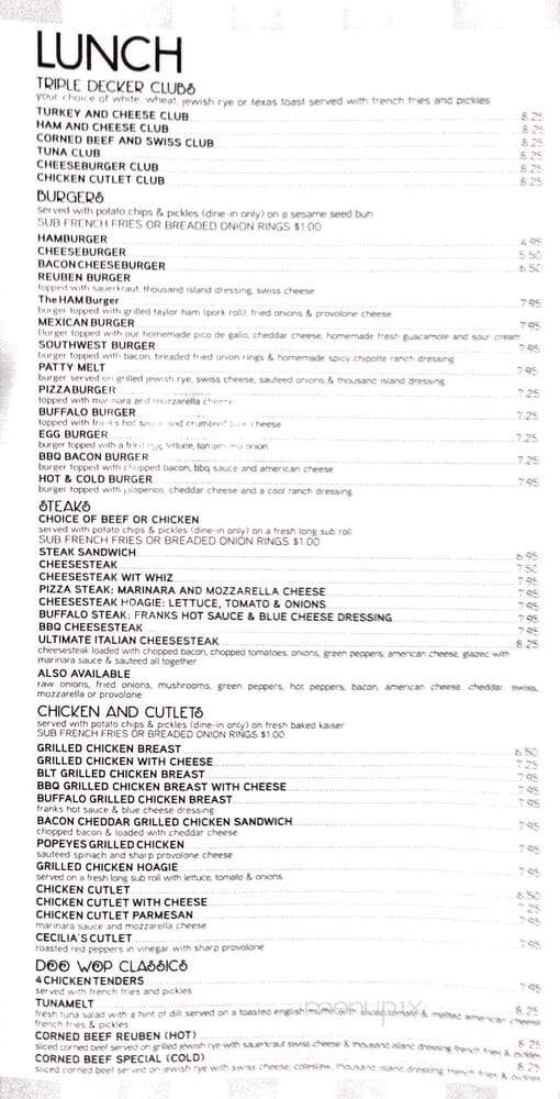Doo Wop Coffee Shop & Ice Cream Parlor - Wildwood Crest, NJ menu_pic