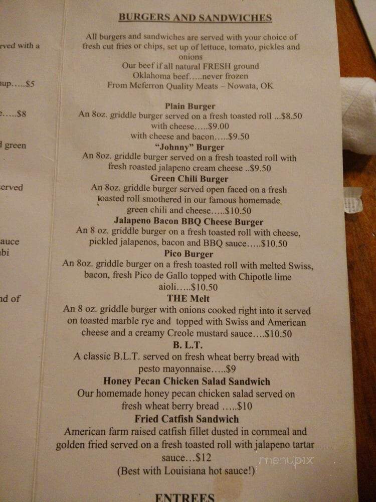 Frank & Lola's Neighborhood Restaurant & Bar - Bartlesville, OK menu_pic