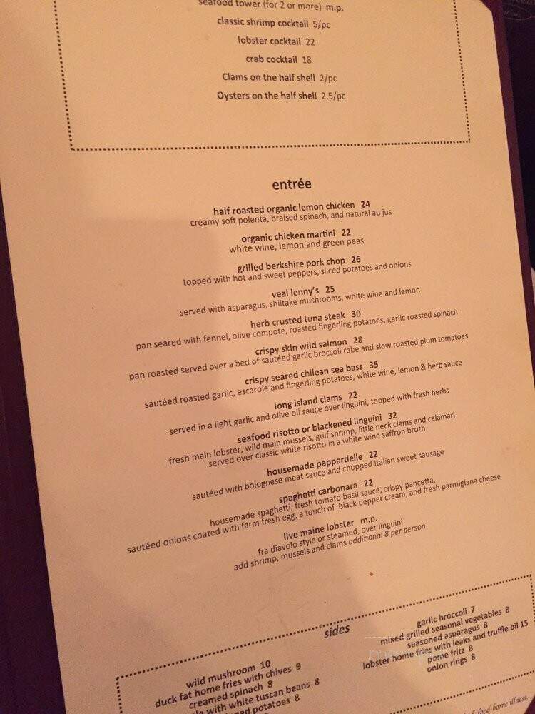 Lenny's Seafood and Steakhouse - Larchmont, NY menu_pic