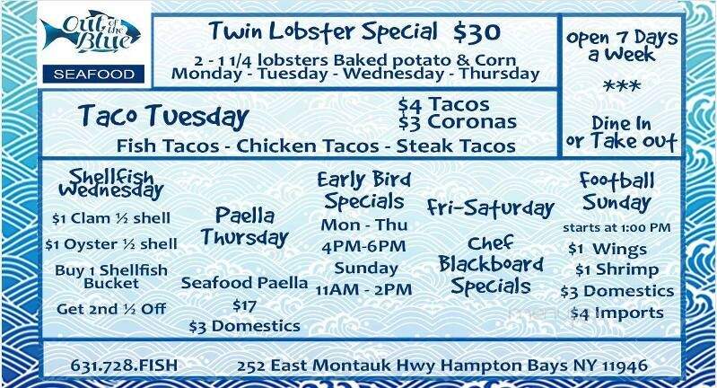 Out of the Blue Seafood - Hampton Bays, NY menu_pic